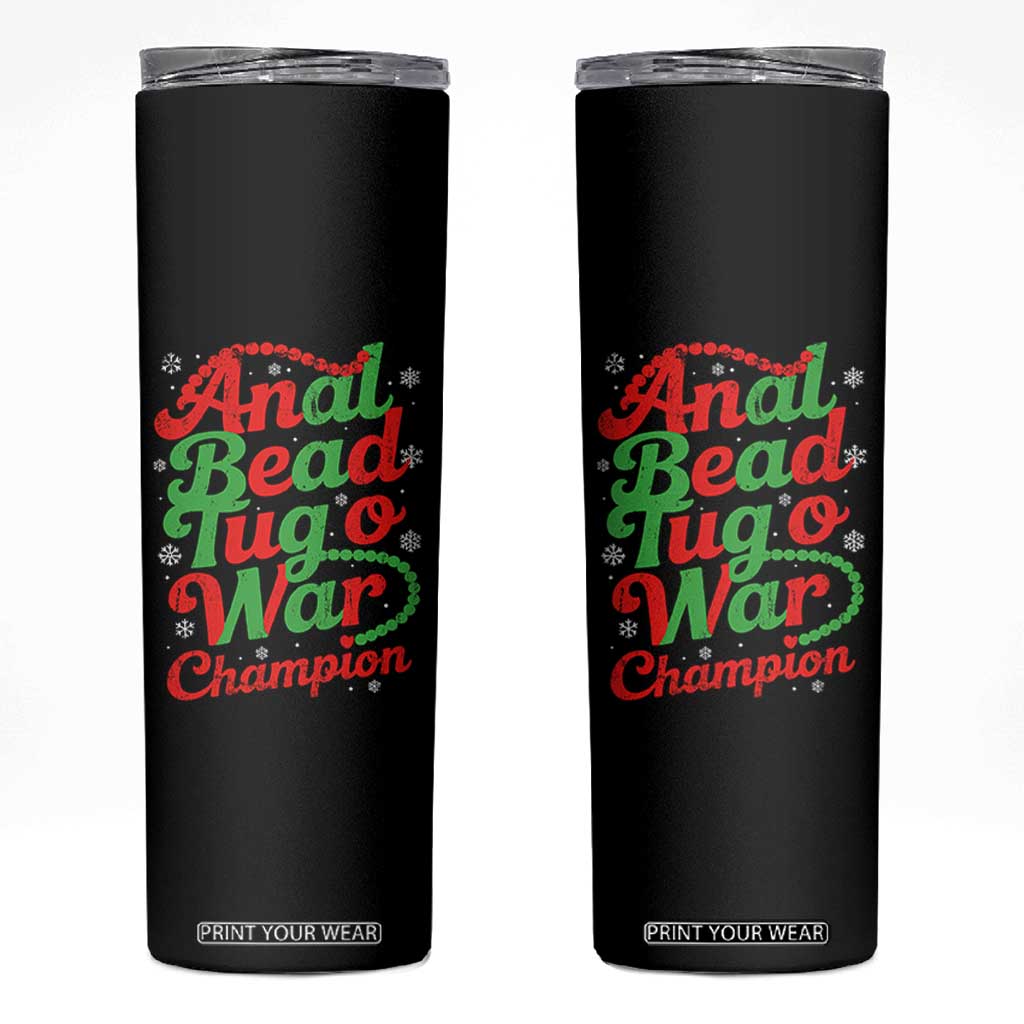 Funny Anal Bead Tug O War Christmas Skinny Tumbler Inappropriate Adult Humor Weird Cringe TS11 Black Print Your Wear