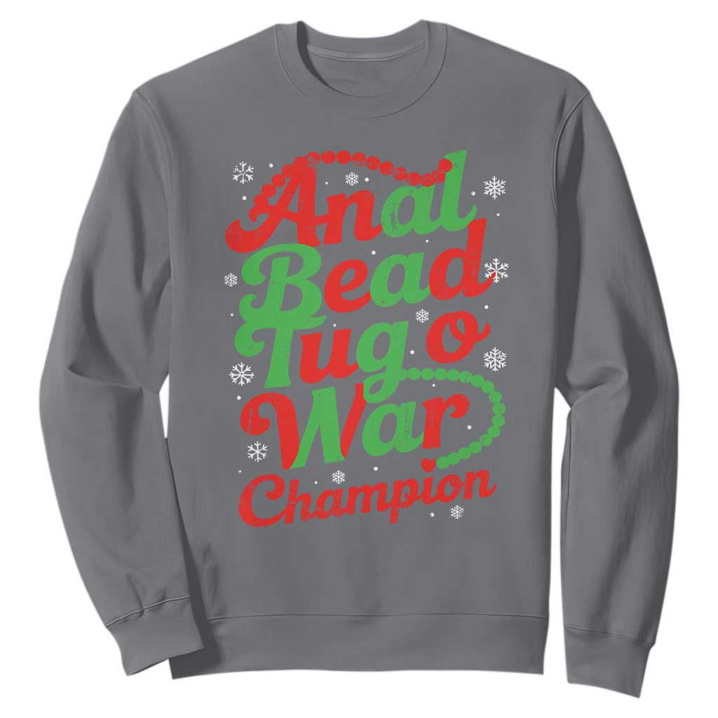 Funny Anal Bead Tug O War Christmas Sweatshirt Inappropriate Adult Humor Weird Cringe TS11 Charcoal Print Your Wear