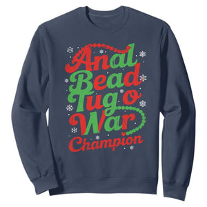 Funny Anal Bead Tug O War Christmas Sweatshirt Inappropriate Adult Humor Weird Cringe TS11 Navy Print Your Wear