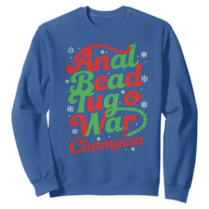 Funny Anal Bead Tug O War Christmas Sweatshirt Inappropriate Adult Humor Weird Cringe TS11 Royal Blue Print Your Wear
