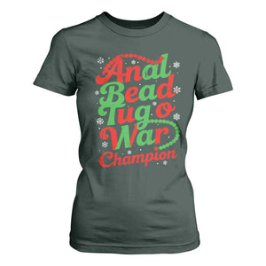 Funny Anal Bead Tug O War Christmas T Shirt For Women Inappropriate Adult Humor Weird Cringe TS11 Dark Forest Green Print Your Wear