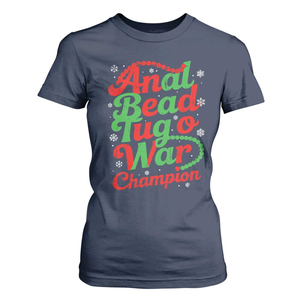Funny Anal Bead Tug O War Christmas T Shirt For Women Inappropriate Adult Humor Weird Cringe TS11 Navy Print Your Wear
