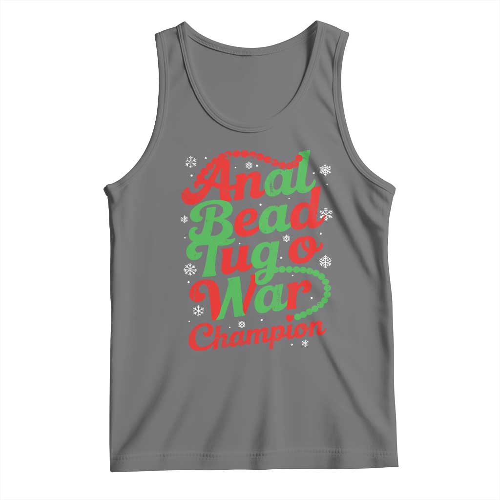 Funny Anal Bead Tug O War Christmas Tank Top Inappropriate Adult Humor Weird Cringe TS11 Black Heather Print Your Wear