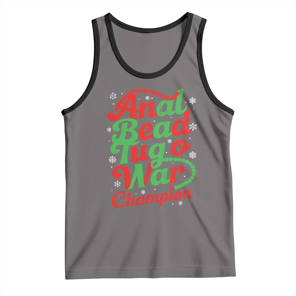 Funny Anal Bead Tug O War Christmas Tank Top Inappropriate Adult Humor Weird Cringe TS11 Deep Heather Black Print Your Wear