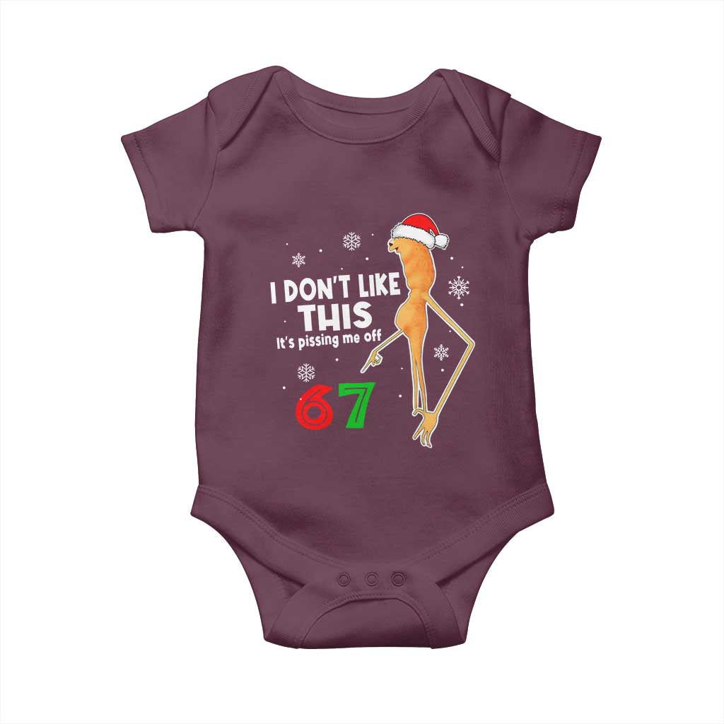 Funny Marcus The Worm 67 Meme Christmas Baby Onesie I Don't Like This It's Pissing Me Off TS11 Maroon Print Your Wear