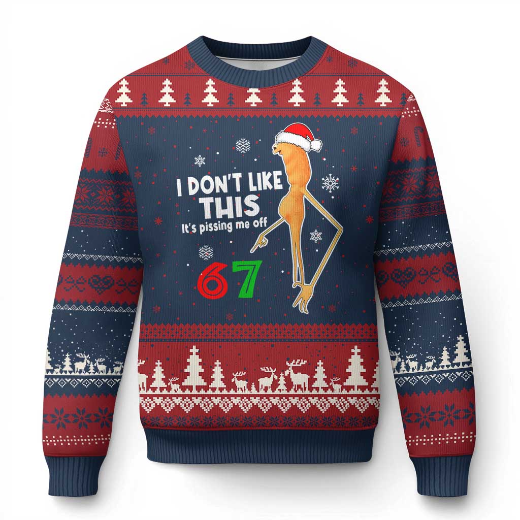 Funny Marcus The Worm 67 Meme Xmas Ugly Christmas Sweater I Don't Like This It's Pissing Me Off TS11 Navy Red Print Your Wear