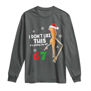 Funny Marcus The Worm 67 Meme Christmas Long Sleeve Shirt I Don't Like This It's Pissing Me Off TS11 Dark Heather Print Your Wear