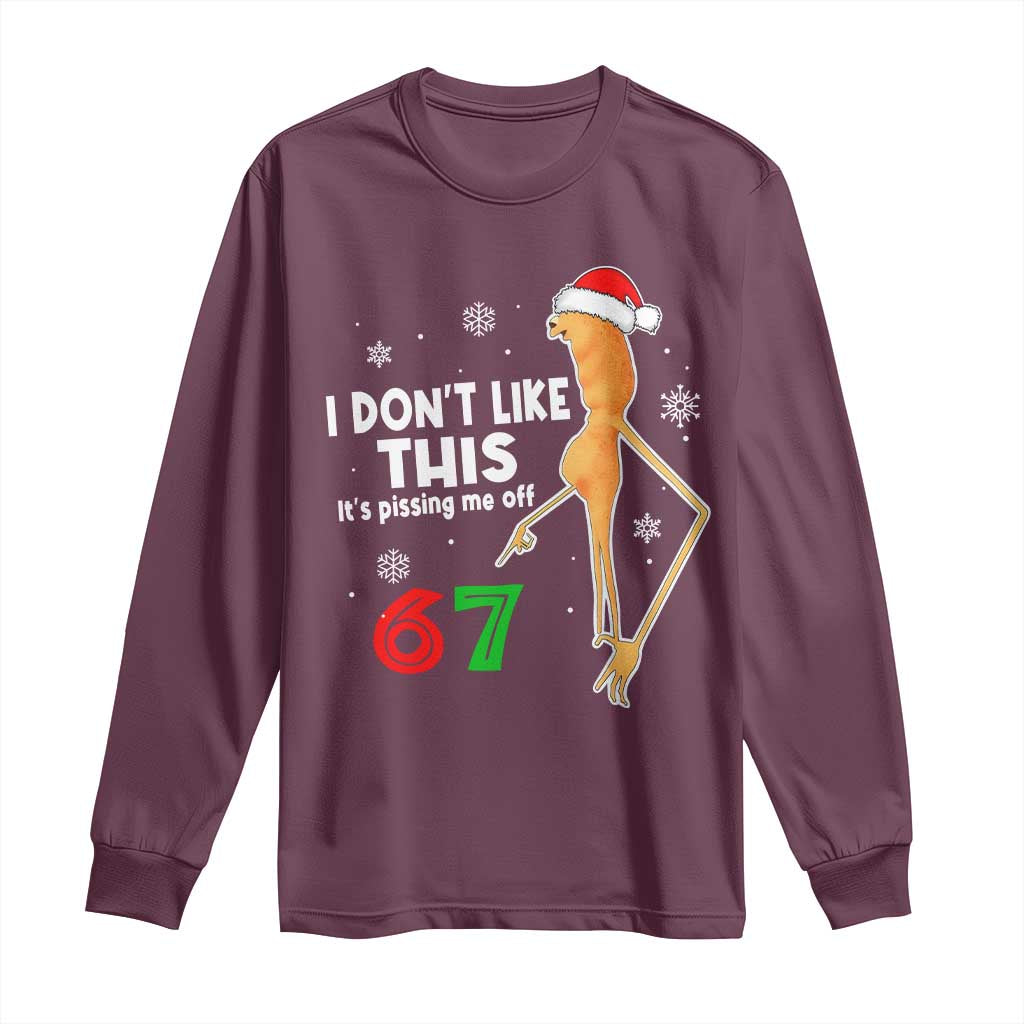 Funny Marcus The Worm 67 Meme Christmas Long Sleeve Shirt I Don't Like This It's Pissing Me Off TS11 Maroon Print Your Wear