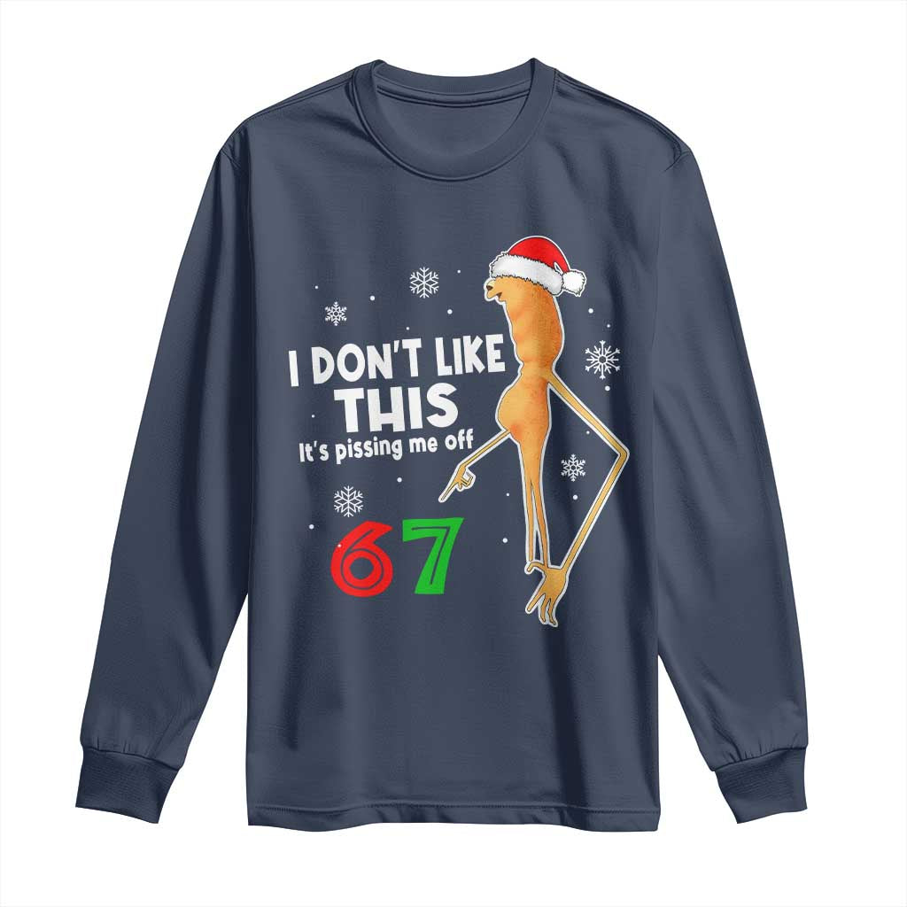 Funny Marcus The Worm 67 Meme Christmas Long Sleeve Shirt I Don't Like This It's Pissing Me Off TS11 Navy Print Your Wear