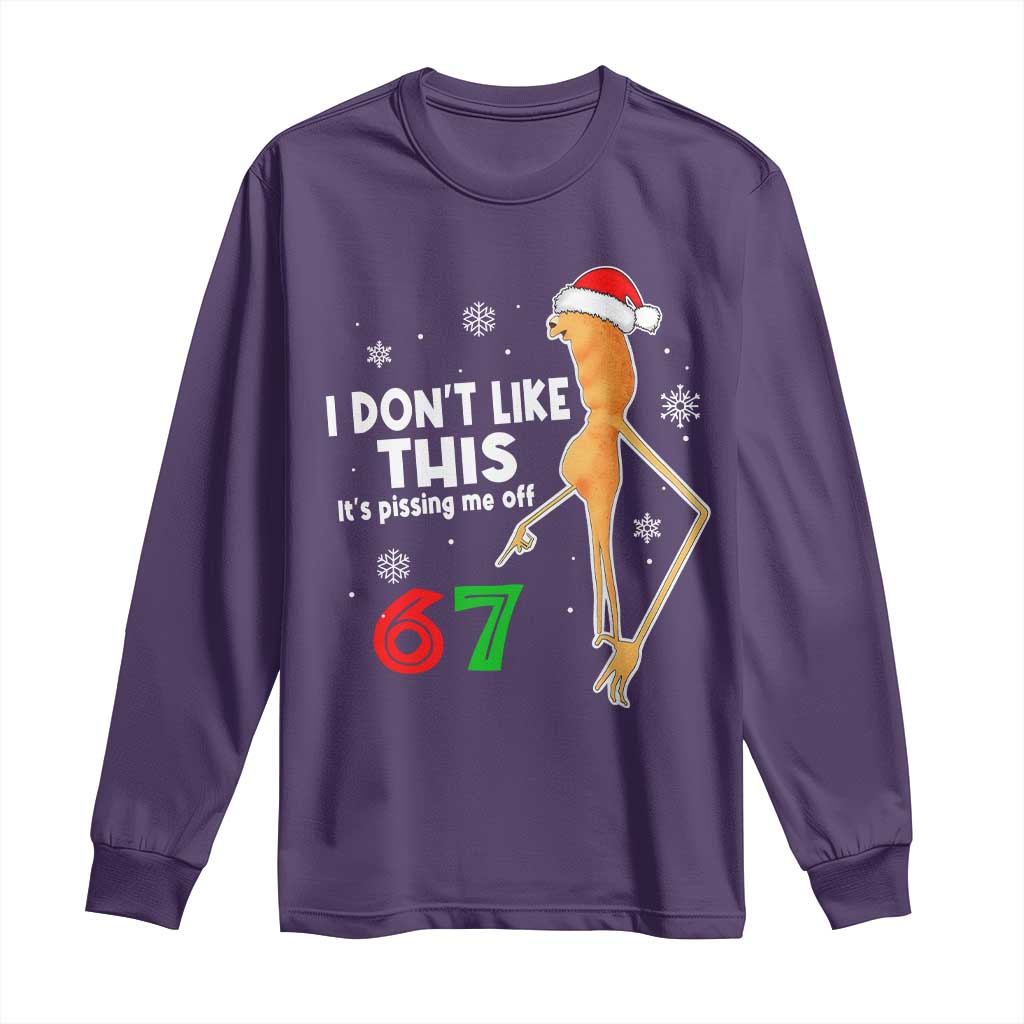 Funny Marcus The Worm 67 Meme Christmas Long Sleeve Shirt I Don't Like This It's Pissing Me Off TS11 Purple Print Your Wear