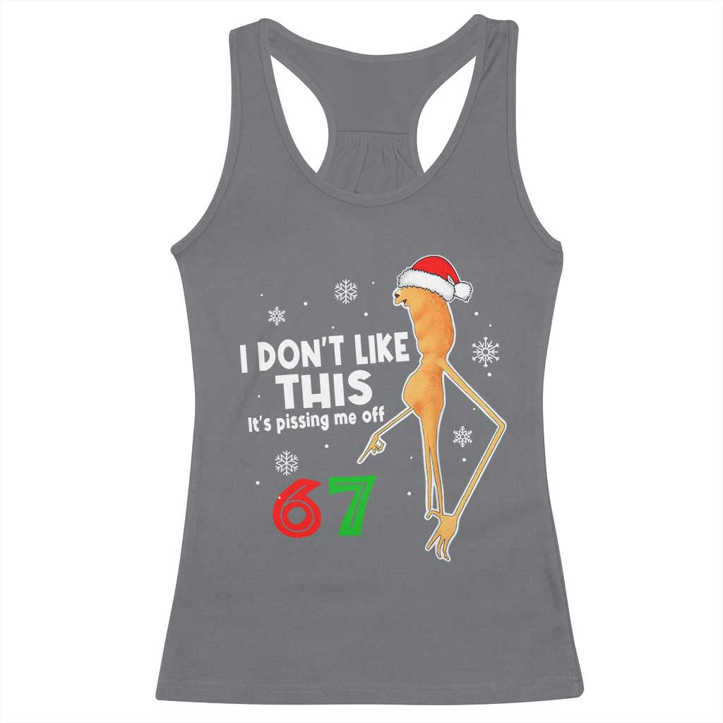 Funny Marcus The Worm 67 Meme Christmas Racerback Tank Top I Don't Like This It's Pissing Me Off TS11 Charcoal Print Your Wear