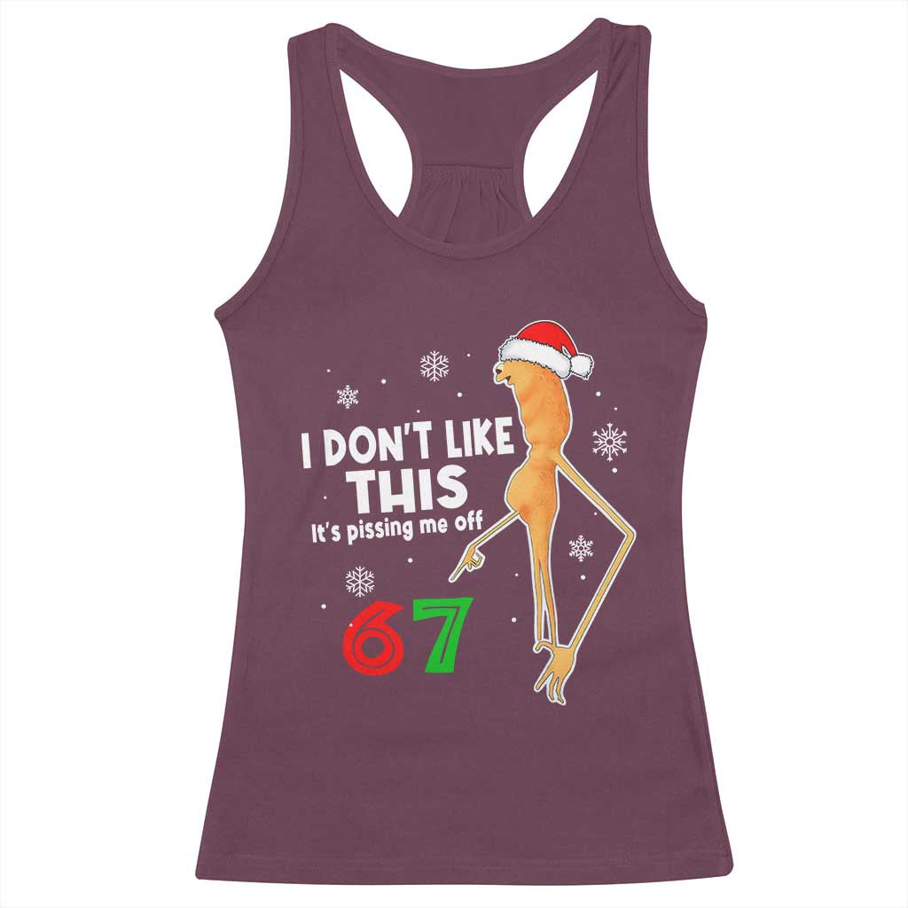 Funny Marcus The Worm 67 Meme Christmas Racerback Tank Top I Don't Like This It's Pissing Me Off TS11 Maroon Print Your Wear