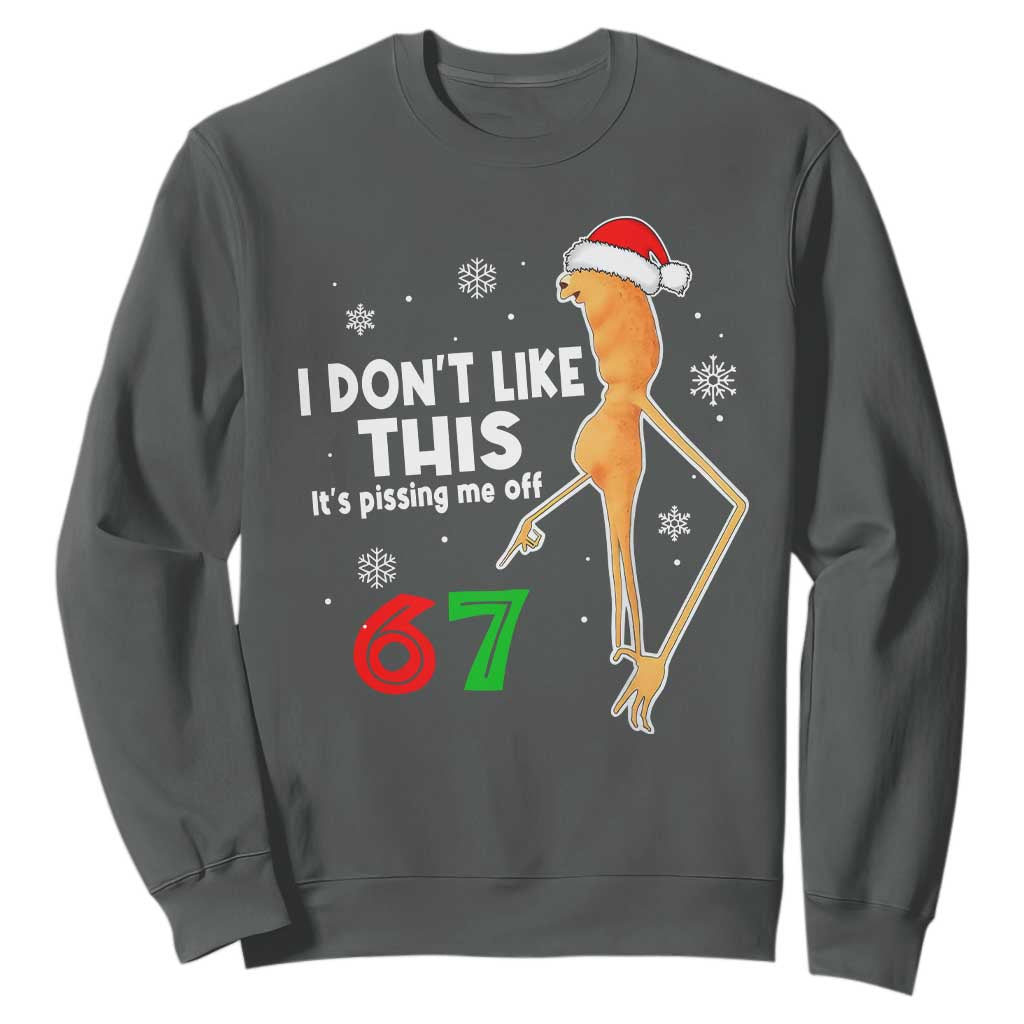 Funny Marcus The Worm 67 Meme Christmas Sweatshirt I Don't Like This It's Pissing Me Off TS11 Dark Heather Print Your Wear
