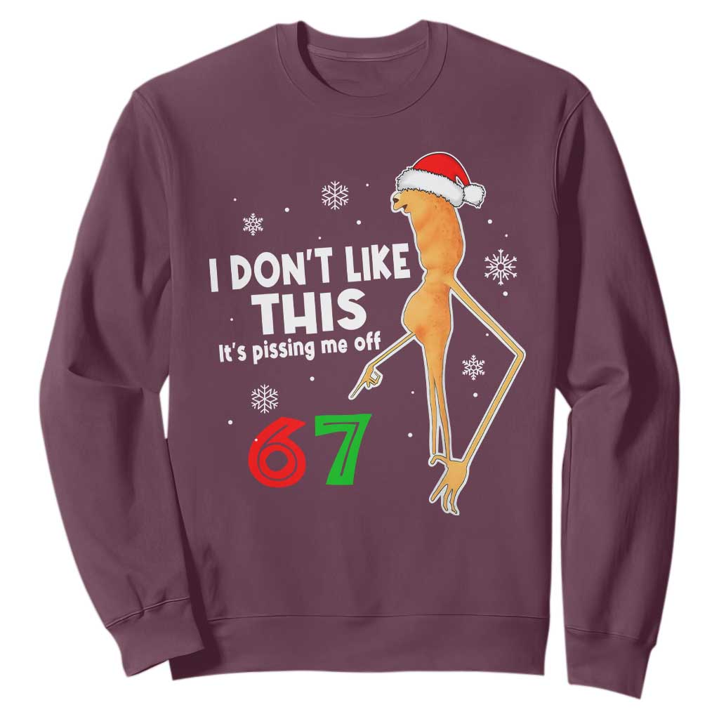 Funny Marcus The Worm 67 Meme Christmas Sweatshirt I Don't Like This It's Pissing Me Off TS11 Maroon Print Your Wear