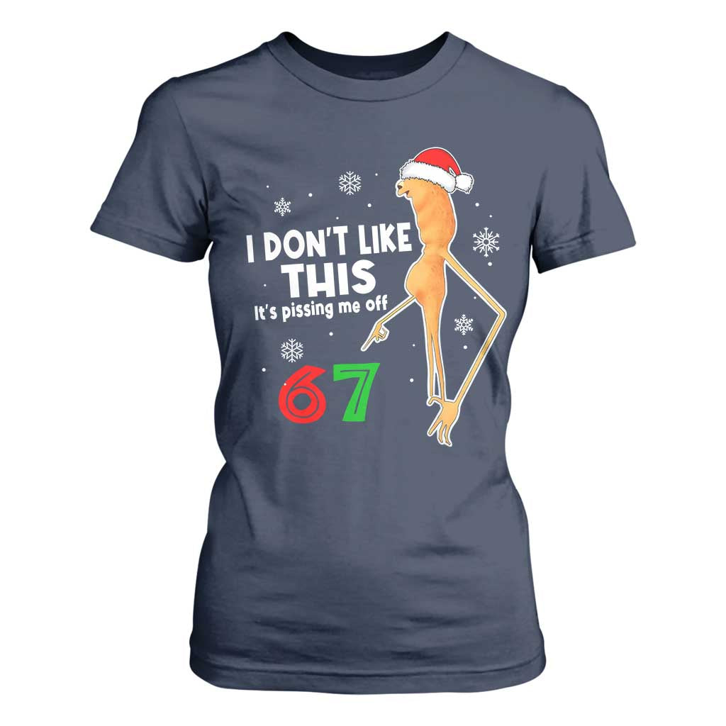 Funny Marcus The Worm 67 Meme Christmas T Shirt For Women I Don't Like This It's Pissing Me Off TS11 Navy Print Your Wear