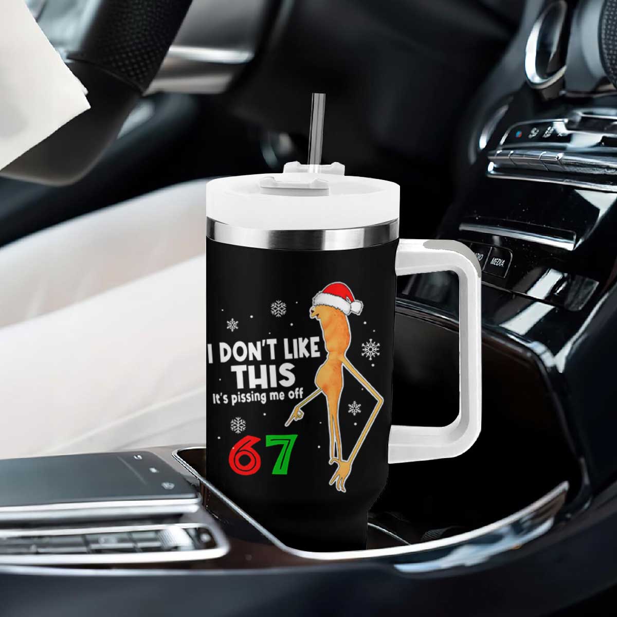 Funny Marcus The Worm 67 Meme Christmas Tumbler With Handle I Don't Like This It's Pissing Me Off TS11 Print Your Wear