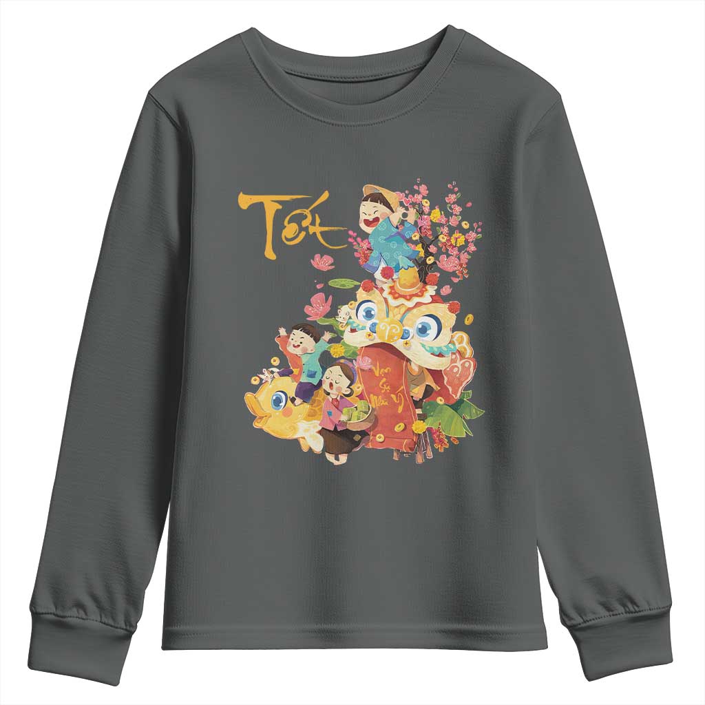 Funny Tet Vietnamese New Year 2025 Viet Holiday Youth Sweatshirt TS11 Dark Heather Print Your Wear