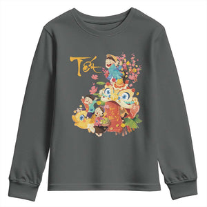 Funny Tet Vietnamese New Year 2025 Viet Holiday Youth Sweatshirt TS11 Dark Heather Print Your Wear