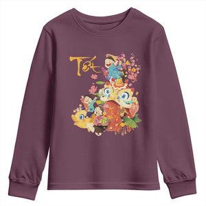 Funny Tet Vietnamese New Year 2025 Viet Holiday Youth Sweatshirt TS11 Maroon Print Your Wear