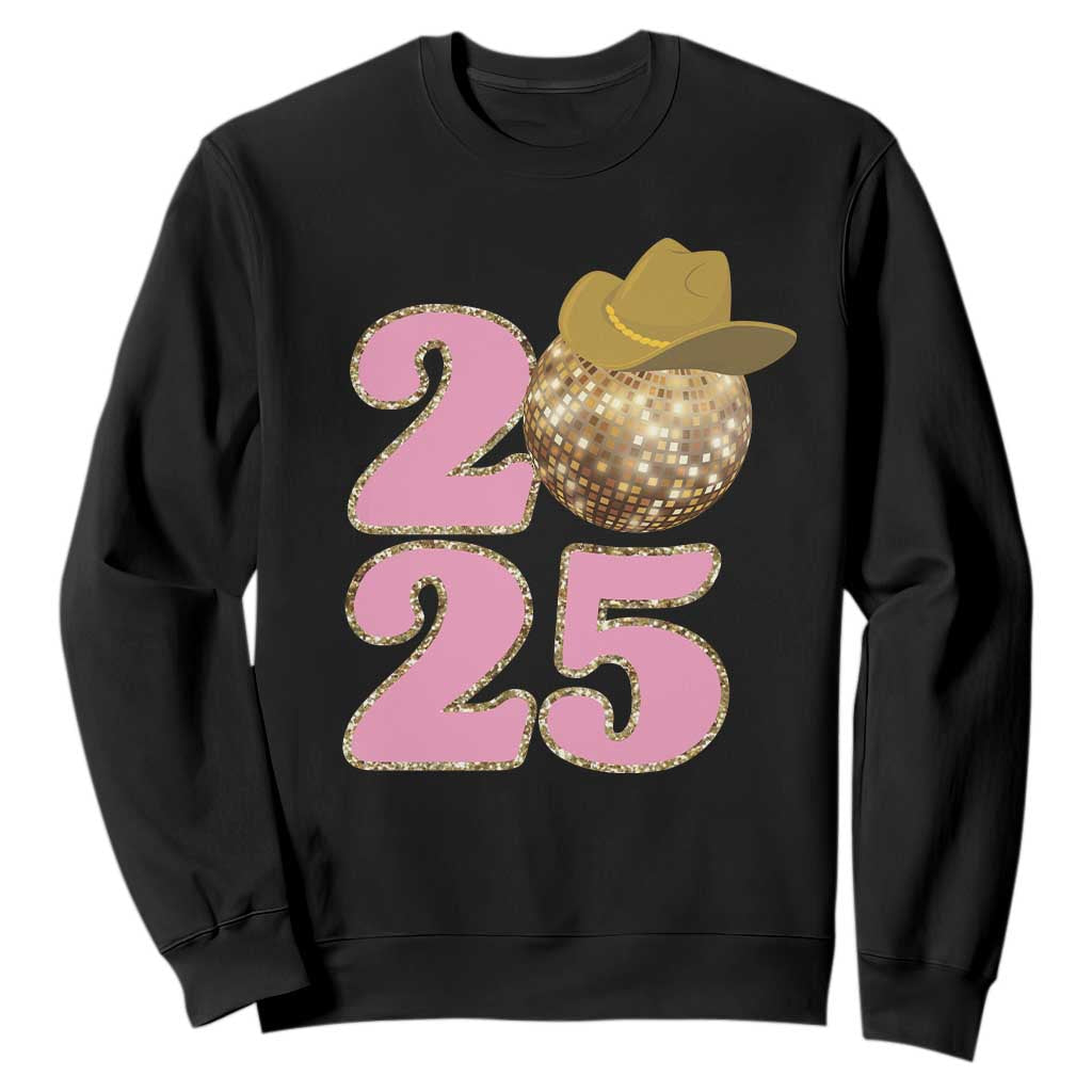 Howdy New Year 2025 Sweatshirt Happy New Year Sparkling Cowboy Cowgirl TS11 Black Print Your Wear
