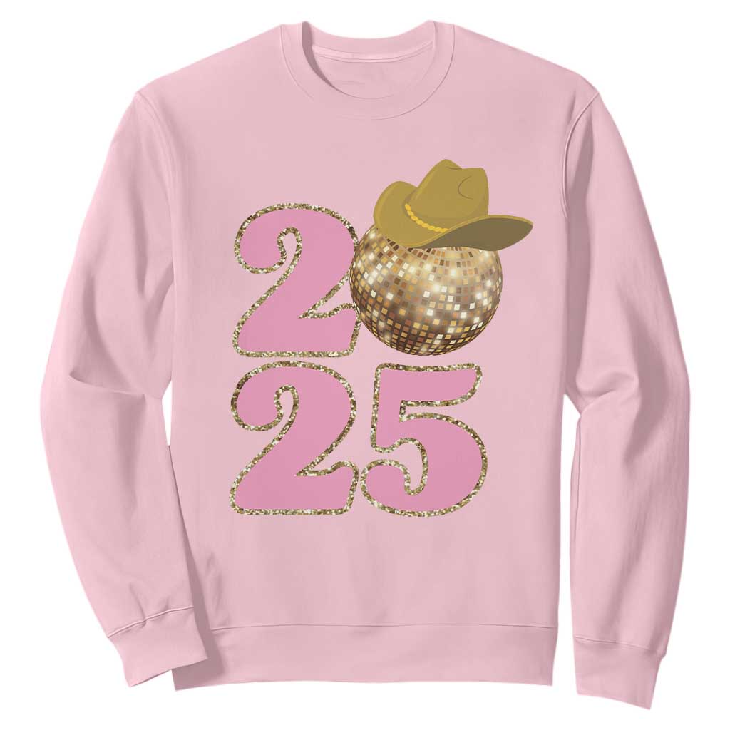 Howdy New Year 2025 Sweatshirt Happy New Year Sparkling Cowboy Cowgirl TS11 Light Pink Print Your Wear