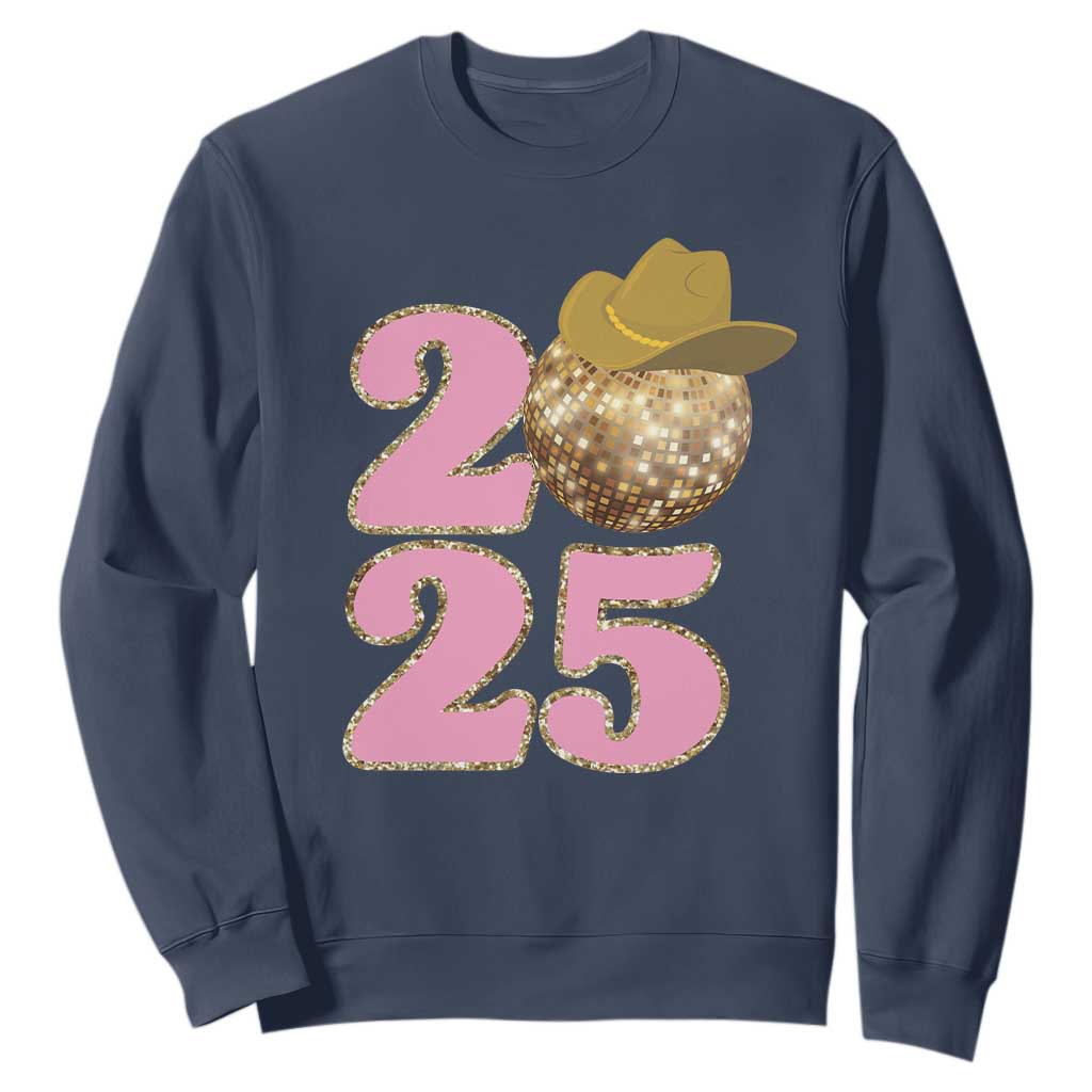 Howdy New Year 2025 Sweatshirt Happy New Year Sparkling Cowboy Cowgirl TS11 Navy Print Your Wear