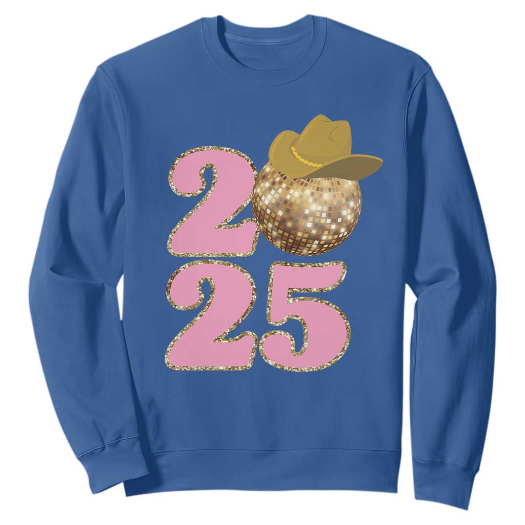 Howdy New Year 2025 Sweatshirt Happy New Year Sparkling Cowboy Cowgirl TS11 Royal Blue Print Your Wear