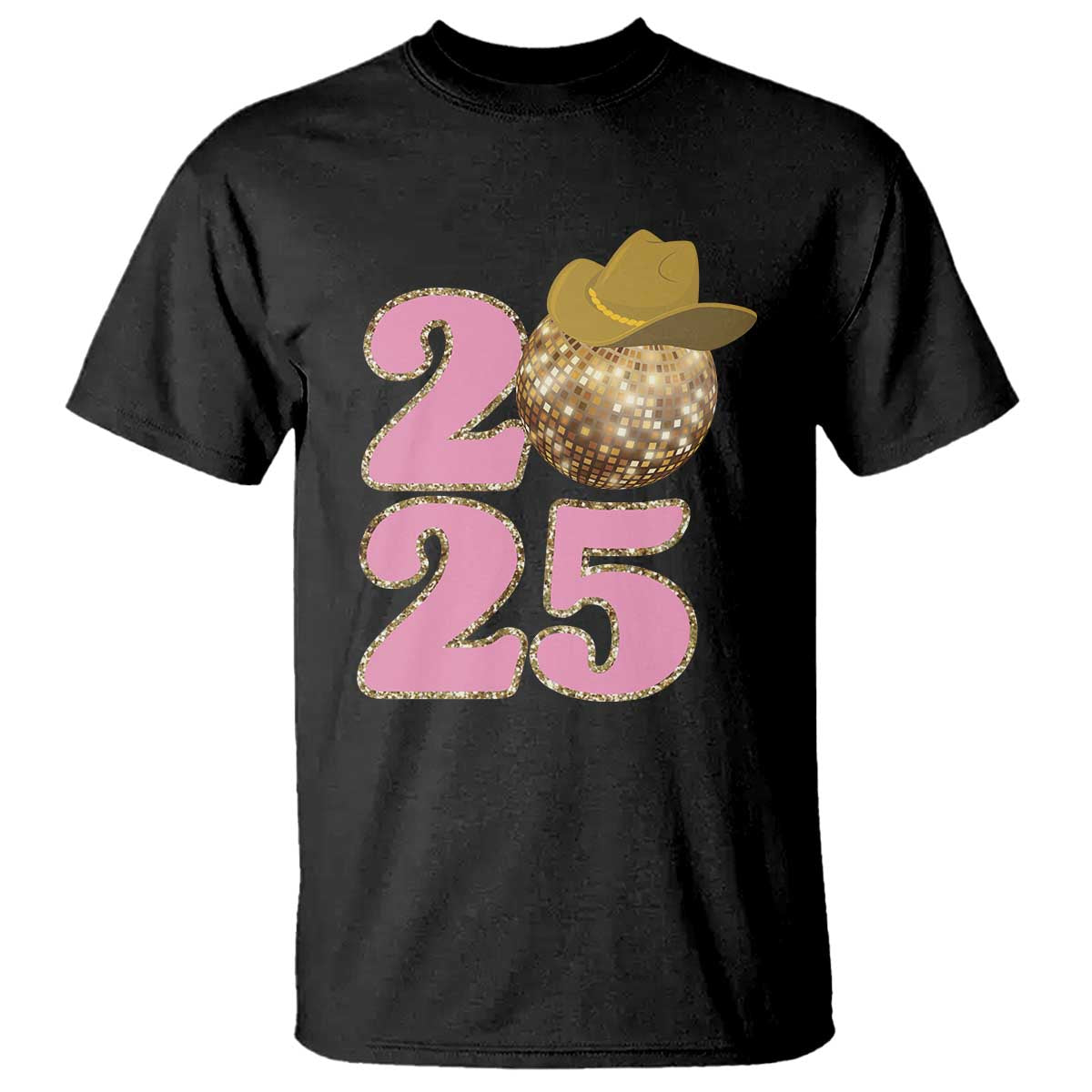 Howdy New Year 2025 T Shirt Happy New Year Sparkling Cowboy Cowgirl TS11 Black Print Your Wear