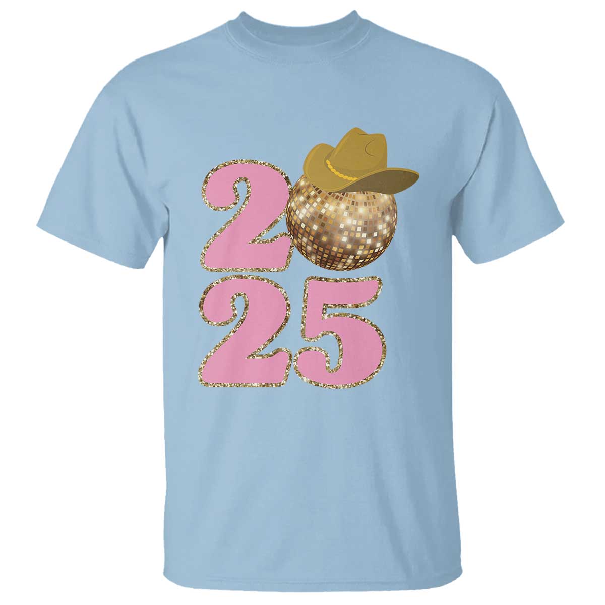 Howdy New Year 2025 T Shirt Happy New Year Sparkling Cowboy Cowgirl TS11 Light Blue Print Your Wear