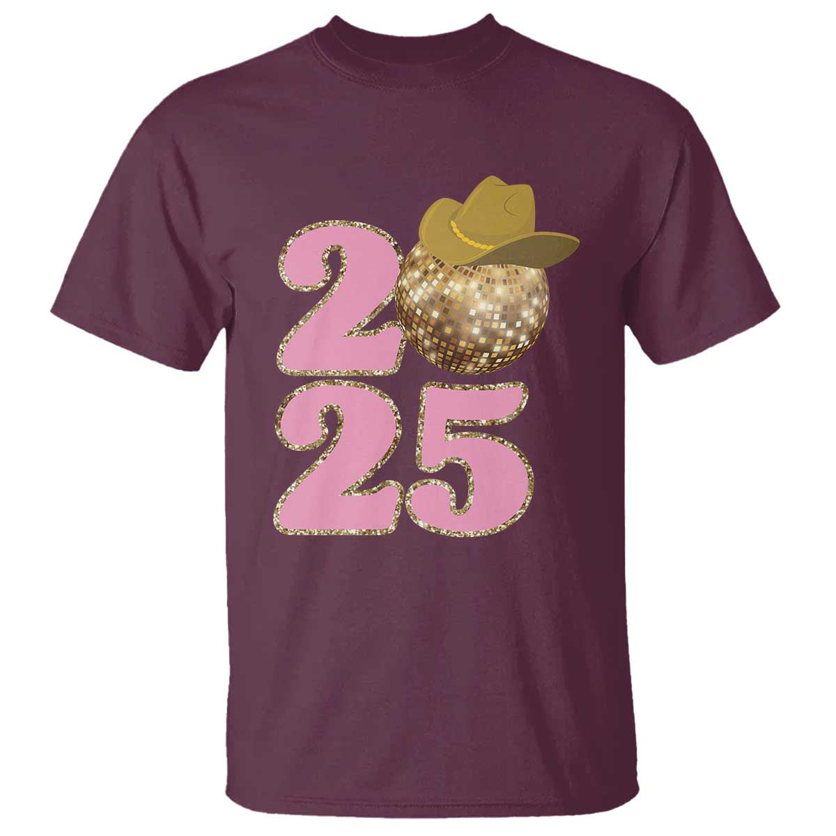 Howdy New Year 2025 T Shirt Happy New Year Sparkling Cowboy Cowgirl TS11 Maroon Print Your Wear