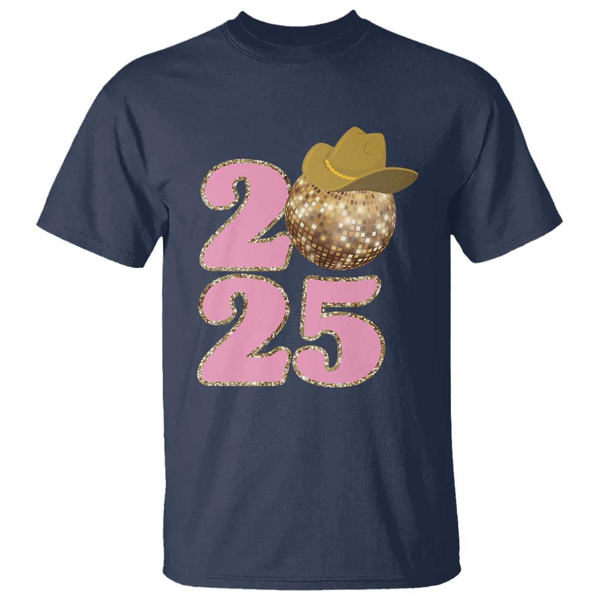Howdy New Year 2025 T Shirt Happy New Year Sparkling Cowboy Cowgirl TS11 Navy Print Your Wear