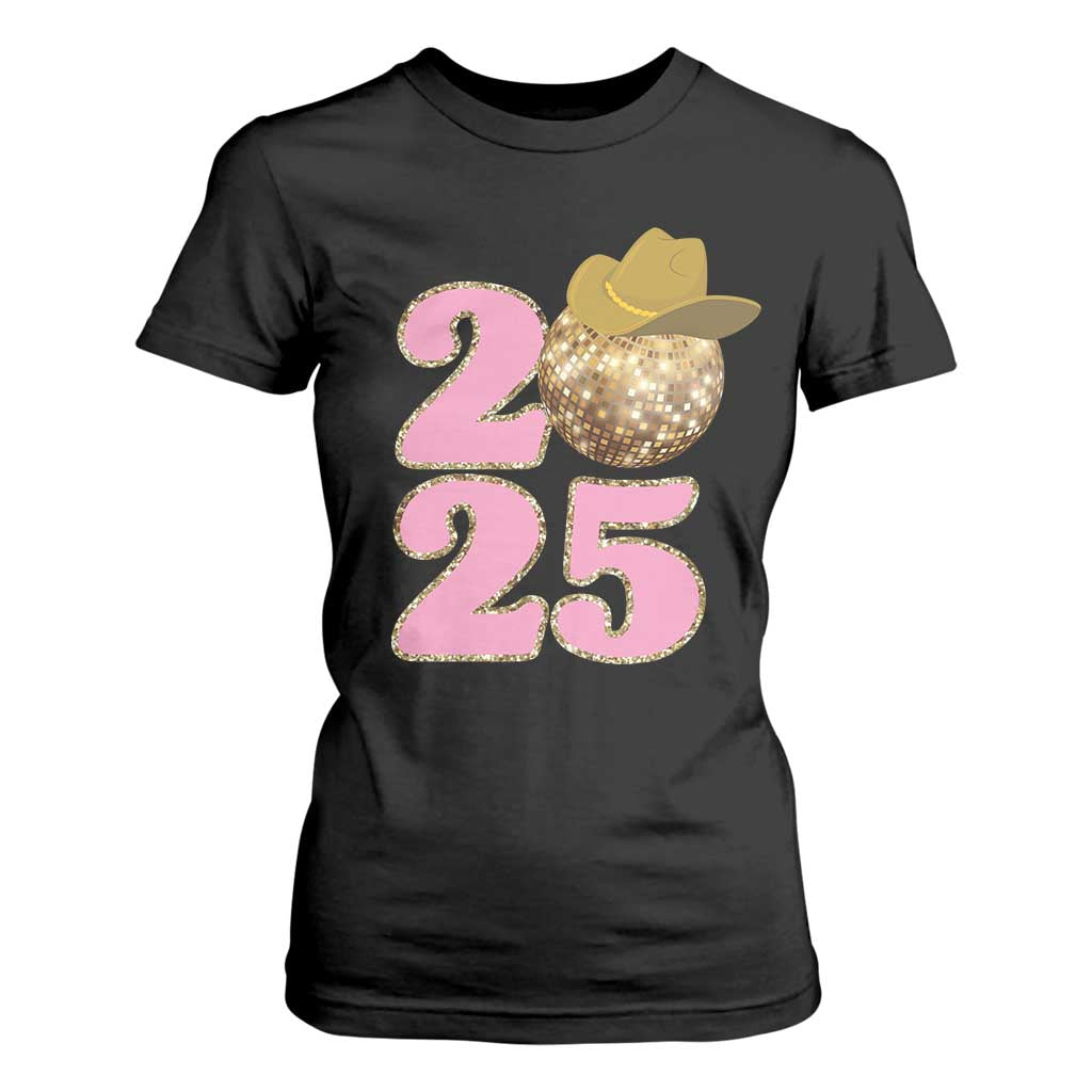 Howdy New Year 2025 T Shirt For Women Happy New Year Sparkling Cowboy Cowgirl TS11 Black Print Your Wear