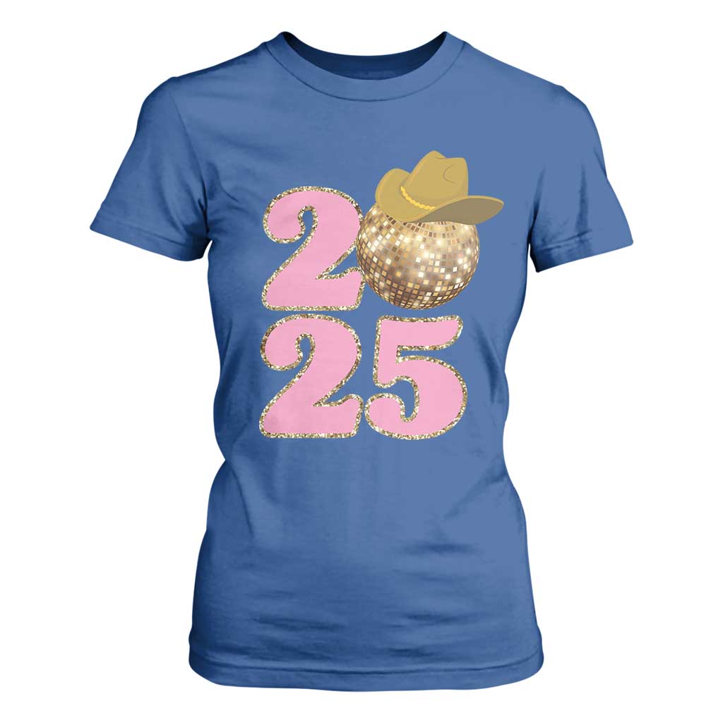 Howdy New Year 2025 T Shirt For Women Happy New Year Sparkling Cowboy Cowgirl TS11 Royal Blue Print Your Wear