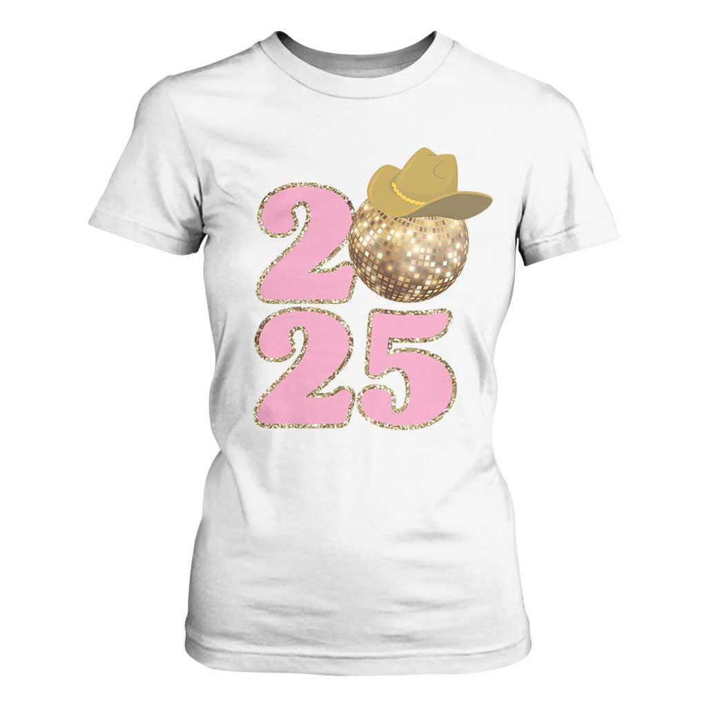 Howdy New Year 2025 T Shirt For Women Happy New Year Sparkling Cowboy Cowgirl TS11 White Print Your Wear