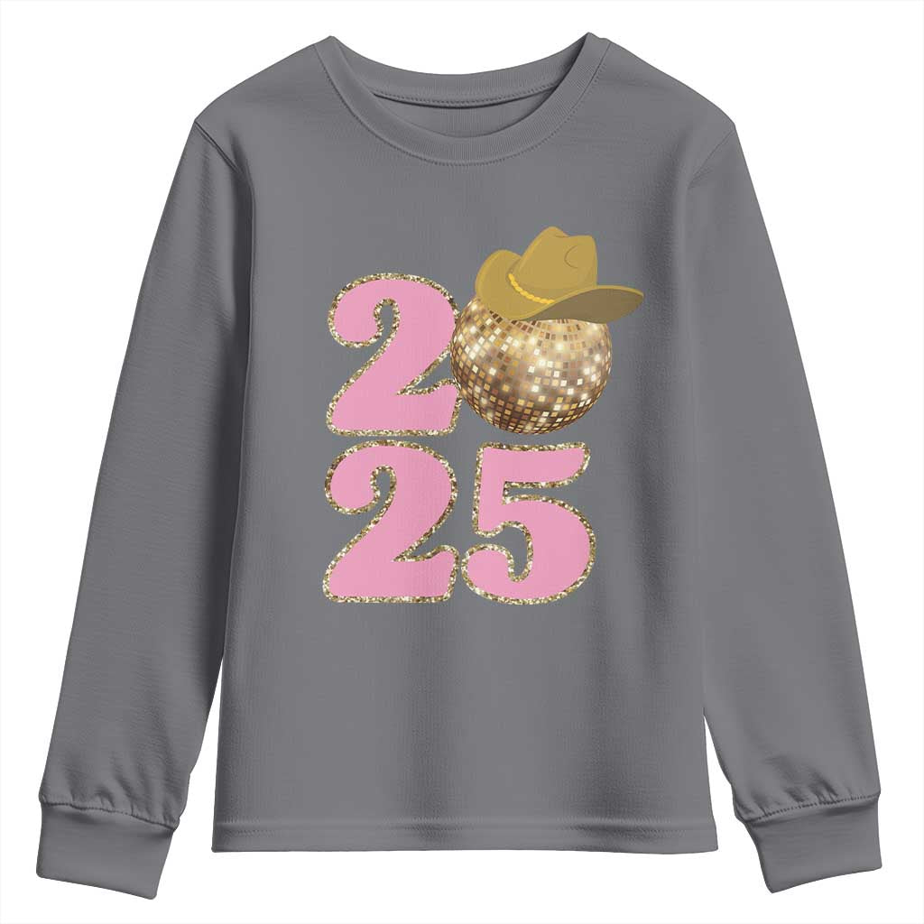 Howdy New Year 2025 Youth Sweatshirt Happy New Year Sparkling Cowboy Cowgirl TS11 Charcoal Print Your Wear