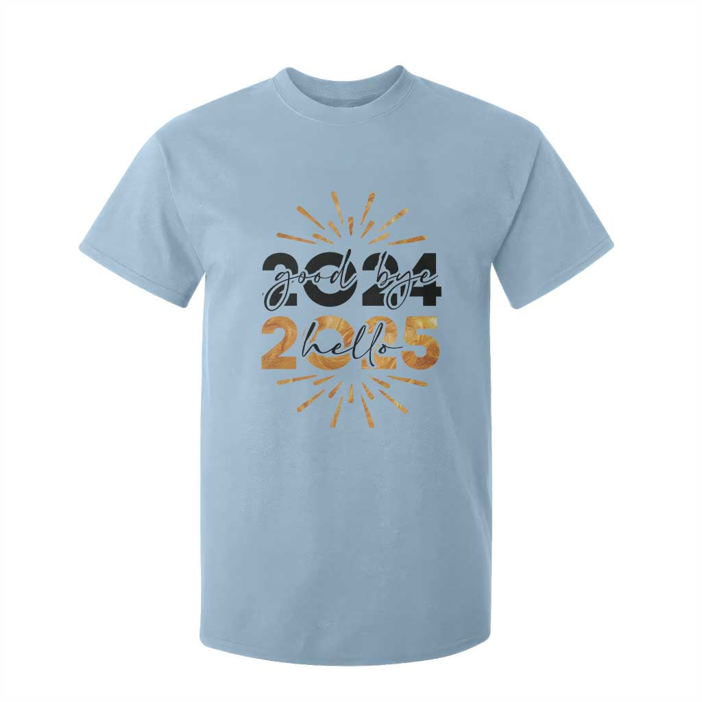Goodbye 2024 Hello 2025 T Shirt For Kid New Year's Eve Party TS11 Light Blue Print Your Wear