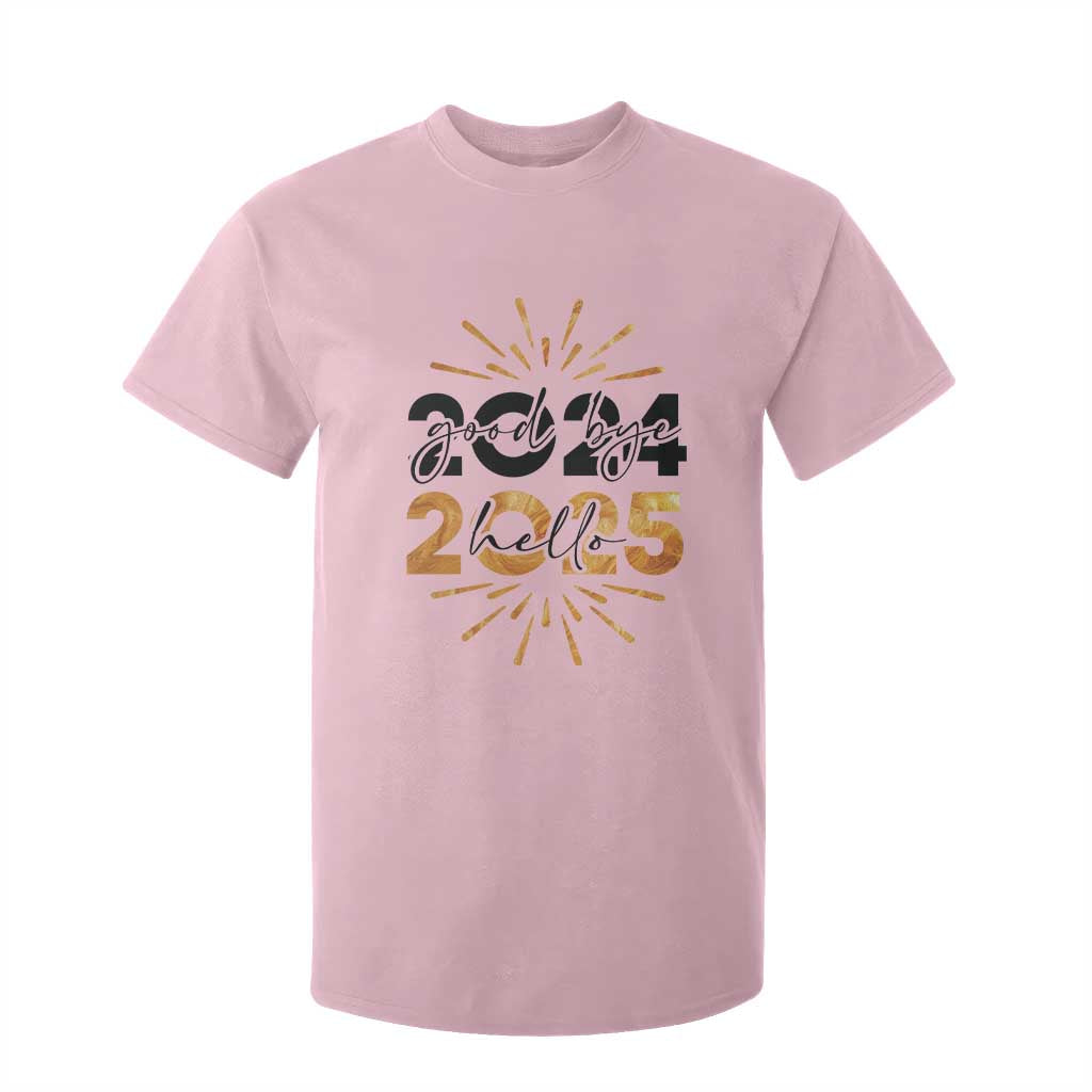 Goodbye 2024 Hello 2025 T Shirt For Kid New Year's Eve Party TS11 Light Pink Print Your Wear