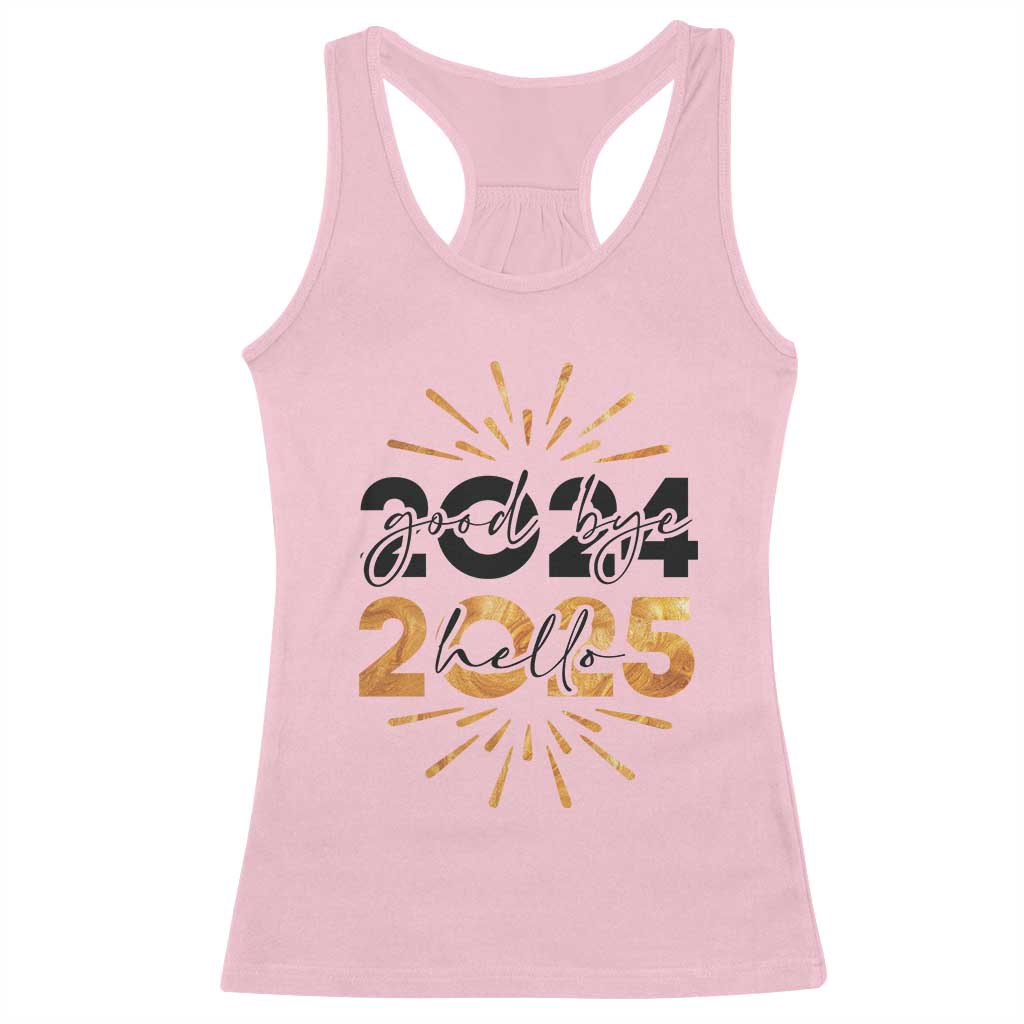Goodbye 2024 Hello 2025 Racerback Tank Top New Year's Eve Party TS11 Light Pink Print Your Wear