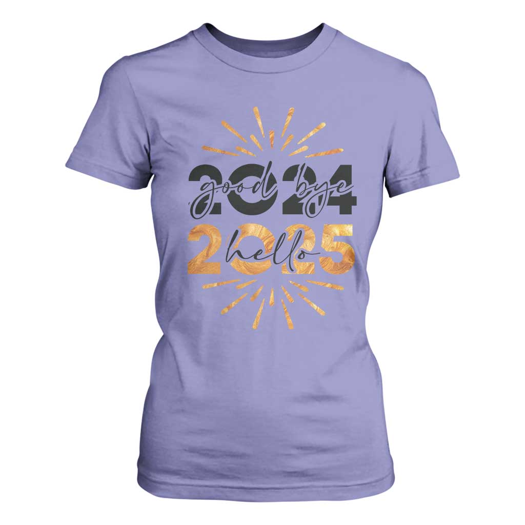 Goodbye 2024 Hello 2025 T Shirt For Women New Year's Eve Party TS11 Violet Print Your Wear