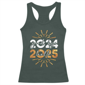Goodbye 2024 Hello 2025 Racerback Tank Top New Year's Eve Party Fireworks TS11 Dark Forest Green Print Your Wear