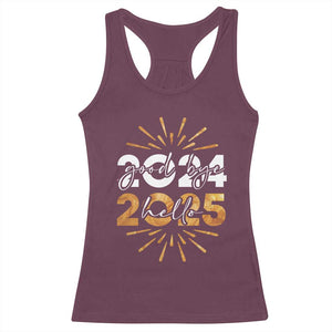 Goodbye 2024 Hello 2025 Racerback Tank Top New Year's Eve Party Fireworks TS11 Maroon Print Your Wear