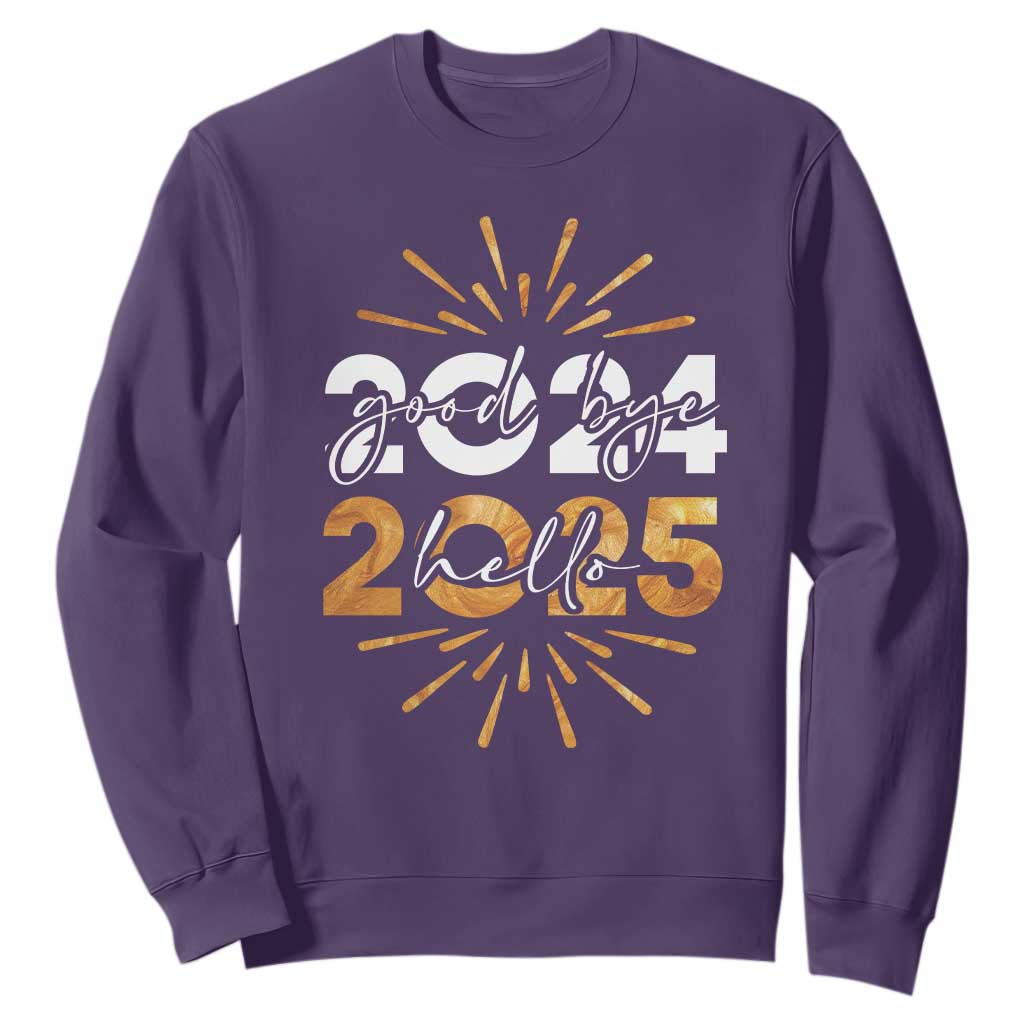 Goodbye 2024 Hello 2025 Sweatshirt New Year's Eve Party Fireworks TS11 Purple Print Your Wear