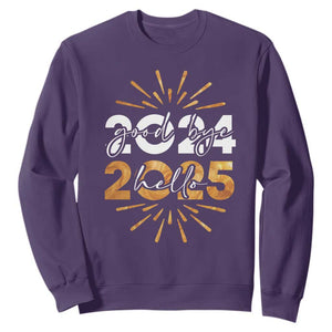 Goodbye 2024 Hello 2025 Sweatshirt New Year's Eve Party Fireworks TS11 Purple Print Your Wear
