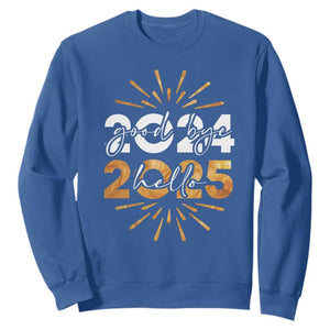 Goodbye 2024 Hello 2025 Sweatshirt New Year's Eve Party Fireworks TS11 Royal Blue Print Your Wear