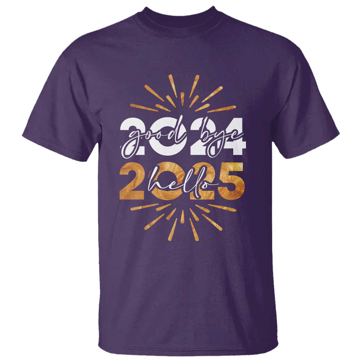 Goodbye 2024 Hello 2025 T Shirt New Year's Eve Party Fireworks TS11 Purple Print Your Wear