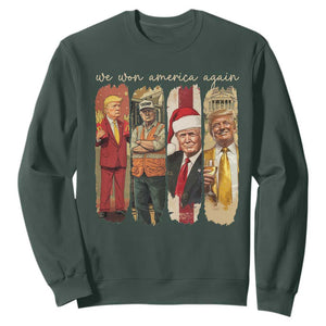 Trump 2024 We Won America Again Sweatshirt TS11 Dark Forest Green Print Your Wear