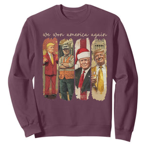 Trump 2024 We Won America Again Sweatshirt TS11 Maroon Print Your Wear
