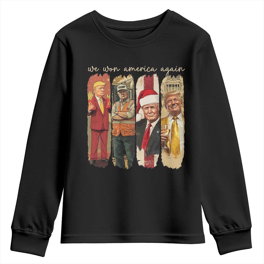 Trump 2024 We Won America Again Youth Sweatshirt TS11 Black Print Your Wear