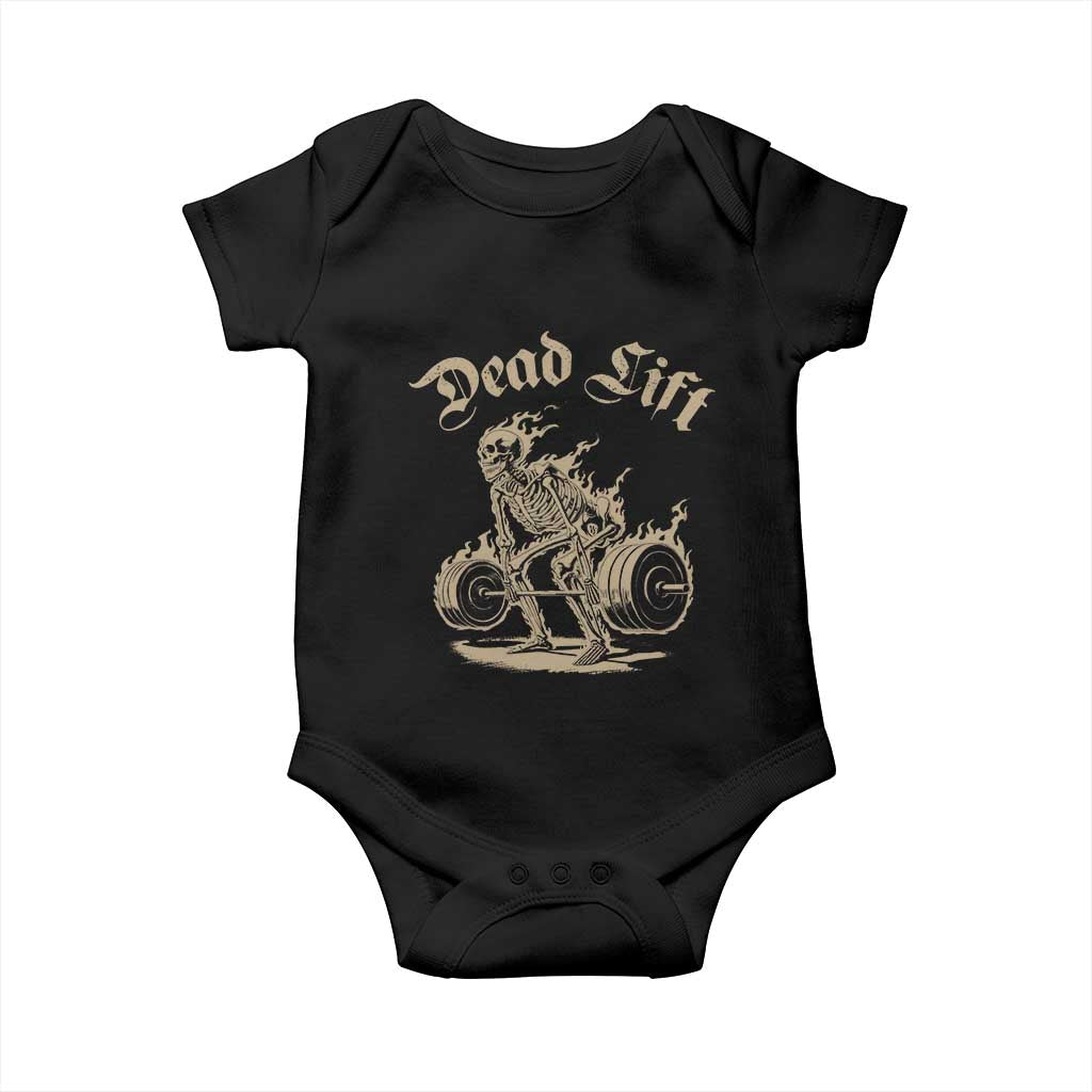 Funny Deadlifts Lifting Weights Gym Skeleton Baby Onesie TS11 Black Print Your Wear