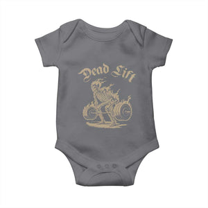 Funny Deadlifts Lifting Weights Gym Skeleton Baby Onesie TS11 Charcoal Print Your Wear